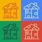 Pop art line Homeless cardboard house icon isolated on color background. Vector