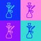 Pop art line Hookah icon isolated on color background. Vector