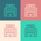 Pop art line Hotel Ukraina building icon isolated on color background. Vector