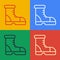 Pop art line Hunter boots icon isolated on color background. Vector