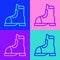 Pop art line Hunter boots icon isolated on color background. Vector