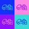 Pop art line Ice resurfacer icon isolated on color background. Ice resurfacing machine on rink. Cleaner for ice rink and