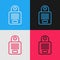 Pop art line Intercom icon isolated on color background. Vector