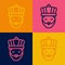 Pop art line King with crown icon isolated on color background. Vector