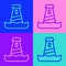 Pop art line Lighthouse icon isolated on color background. Vector