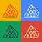 Pop art line Louvre glass pyramid icon isolated on color background. Louvre museum. Vector