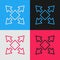 Pop art line Many ways directional arrow icon isolated on color background. Vector