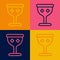 Pop art line Medieval goblet icon isolated on color background. Holy grail. Vector