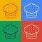 Pop art line Muffin icon isolated on color background. Vector