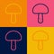 Pop art line Mushroom icon isolated on color background. Vector