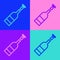 Pop art line Opened bottle of wine icon isolated on color background. Vector Illustration