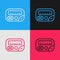 Pop art line Pager icon isolated on color background. Vintage 1990s electronics messenger. Vector