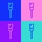 Pop art line Paint brush icon isolated on color background. For the artist or for archaeologists and cleaning during