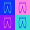 Pop art line Pants icon isolated on color background. Trousers sign. Vector