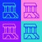 Pop art line Parthenon from Athens, Acropolis, Greece icon isolated on color background. Greek ancient national landmark