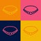 Pop art line Pearl necklace icon isolated on color background. Vector