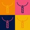 Pop art line Pendant on necklace icon isolated on color background. Vector