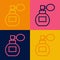 Pop art line Perfume icon isolated on color background. Vector