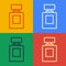 Pop art line Perfume icon isolated on color background. Vector