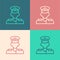 Pop art line Pilot icon isolated on color background. Vector