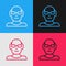 Pop art line Poor eyesight and corrected vision with optical glasses icon isolated on color background. Vector