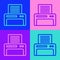 Pop art line Printer icon isolated on color background. Vector Illustration