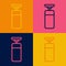 Pop art line Punching bag icon isolated on color background. Vector