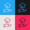 Pop art line Realtor icon isolated on color background. Buying house. Vector