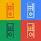 Pop art line Remote control icon isolated on color background. Vector Illustration