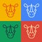 Pop art line Rhinoceros icon isolated on color background. Animal symbol. Vector
