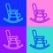 Pop art line Rocking chair icon isolated on color background. Vector