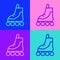 Pop art line Roller skate icon isolated on color background. Vector Illustration