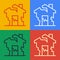 Pop art line Ruined house icon isolated on color background. Broken house. Derelict home. Abandoned home. Vector