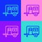 Pop art line Rv Camping trailer icon isolated on color background. Travel mobile home, caravan, home camper for travel