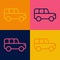 Pop art line Safari car icon isolated on color background. Vector