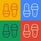 Pop art line Sauna slippers icon isolated on color background. Vector