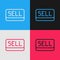 Pop art line Sell button icon isolated on color background. Financial and stock investment market concept. Vector