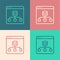 Pop art line Server, Data, Web Hosting icon isolated on color background. Vector