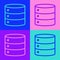 Pop art line Server, Data, Web Hosting icon isolated on color background. Vector