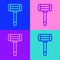 Pop art line Shaving razor icon isolated on color background. Vector