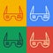 Pop art line Smart glasses mounted on spectacles icon isolated on color background. Wearable electronics smart glasses