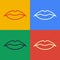 Pop art line Smiling lips icon isolated on color background. Smile symbol. Vector