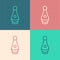 Pop art line Soju bottle icon isolated on color background. Korean rice vodka. Vector