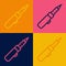 Pop art line Soldering iron icon isolated on color background. Vector