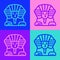 Pop art line Sphinx - mythical creature of ancient Egypt icon isolated on color background. Vector