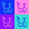 Pop art line Stationary bicycle icon isolated on color background. Exercise bike. Vector
