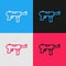 Pop art line Submachine gun M3, Grease gun icon isolated on color background. Vector