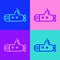 Pop art line Submarine icon isolated on color background. Military ship. Vector