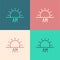 Pop art line Sunrise icon isolated on color background. Vector Illustration