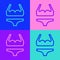 Pop art line Swimsuit icon isolated on color background. Vector